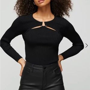 White House Black Market ribbed cut out pull over